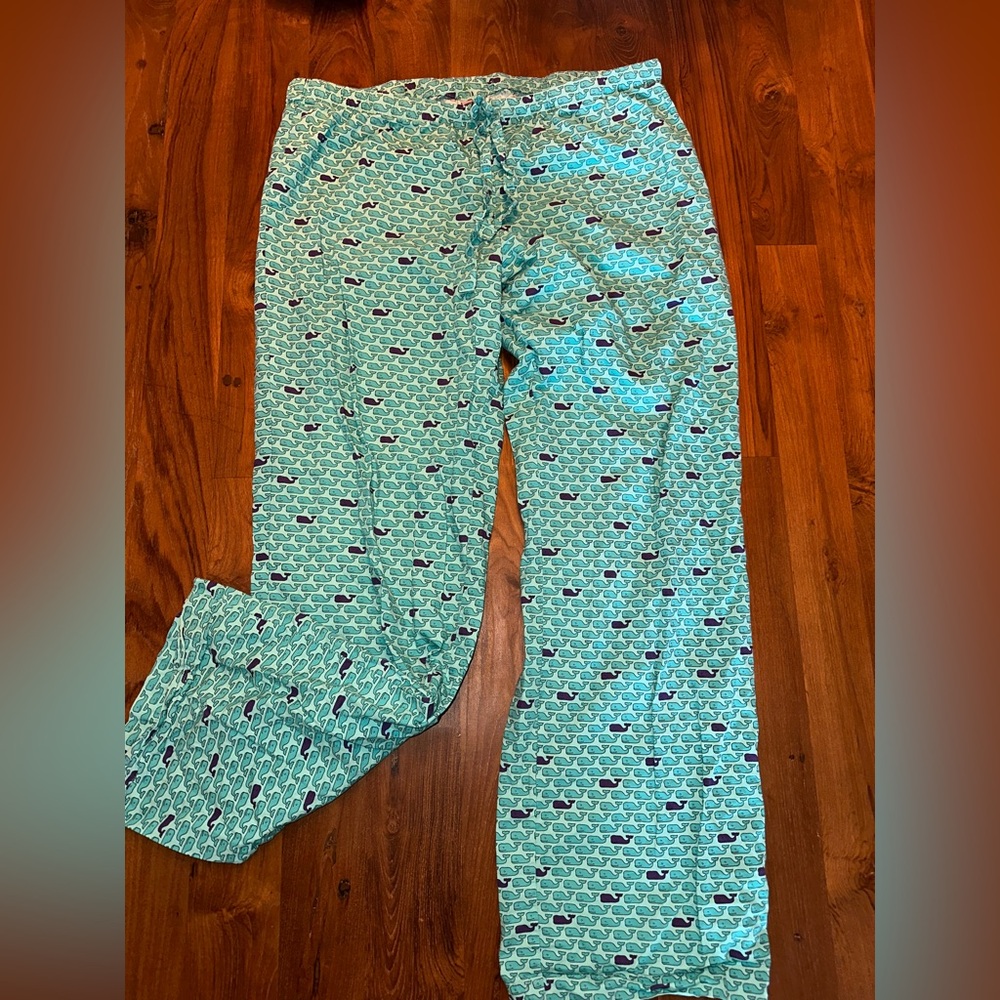 Vineyard Vines Women’s Teal Whale Print Pajama Pants Size Small